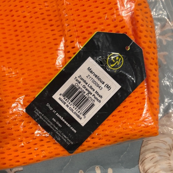 Zumba Fitness Orange Mesh Sleeveless Top - Picture 2 of 4